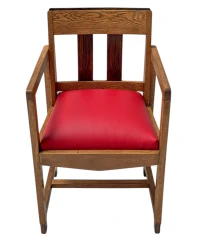 Art Deco Modernist Armchair with Red Leather Seat, 1920s